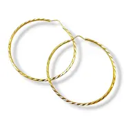 Златни обеци халки гравирани с тънка линия 14K RG10909