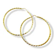 Златни обеци халки гравирани със сияен ефект 14K RG10911