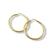 Златни обеци халки класически с лек обем 14K RG10876