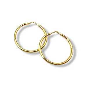 Златни обеци халки класически полирани 14K RG10878