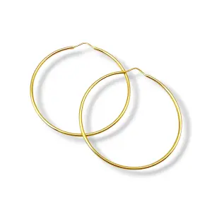 Златни обеци халки класически с фина линия 14K RG10890
