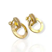 Златни обеци Cartier с циркони и халки 14K RG11653