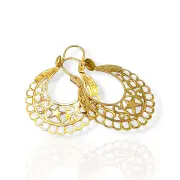 Златни обеци кошници със звезда и орнаменти 14K RG11634