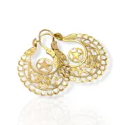 Златни обеци кошници със звезда и цветя 14K RG11635