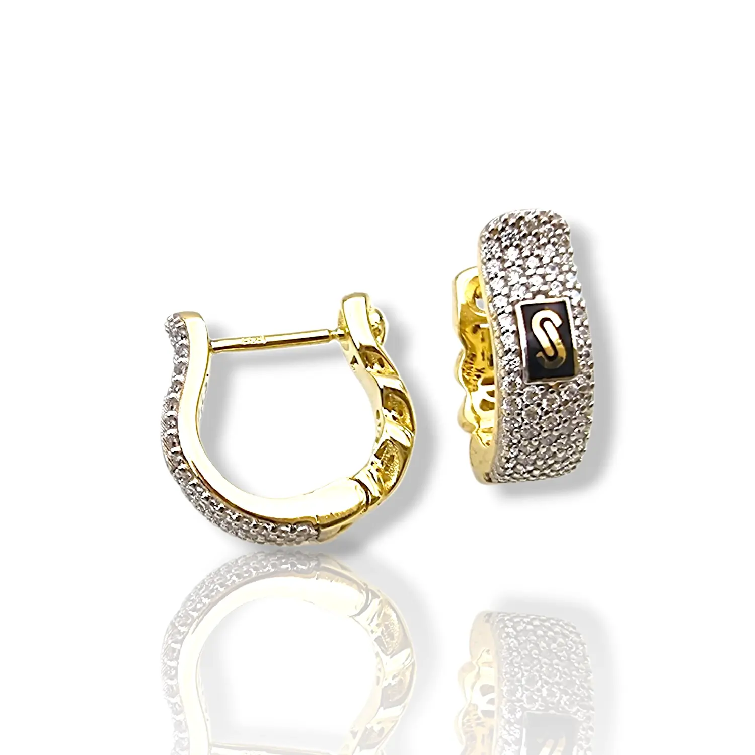 Златни обеци Monaco Chain с паве инкрустация CLASSIC ALTERNATE PAVÉ / PAVÉ LINK 14К RG10951
