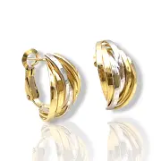 Златни обеци Клипс с трицветен дизайн 14K RG10952