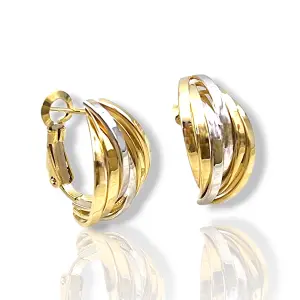 Златни обеци Клипс с трицветен дизайн 14K RG10952