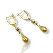 Висящи златни обеци с капковидни висулки 14K RG10953
