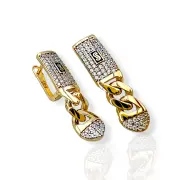 Елегантни златни обеци Monaco Chain дизайн висящи 14K RG11743