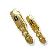 Висящи златни обеци Monaco Chain с масивна плочка и S акцент 14K RG12724