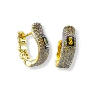 Златни обеци Монако Чейн тип халки с циркони 14K RG12885