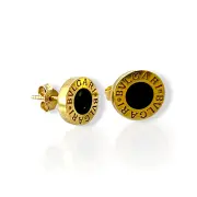 Златни обеци на винт Bvlgari с черен оникс 14K RG13413