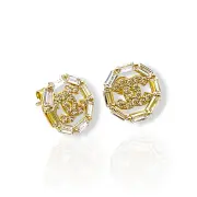Златни обеци на винт Chanel с багетни циркони 14K RG13415