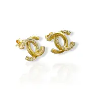 Златни обеци на винт Chanel с релефни елементи 14K RG13416