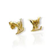 Златни обеци на винт Louis Vuitton с полиран дизайн 14K RG13401