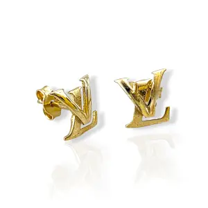 Златни обеци на винт Louis Vuitton с полиран дизайн 14K RG13401