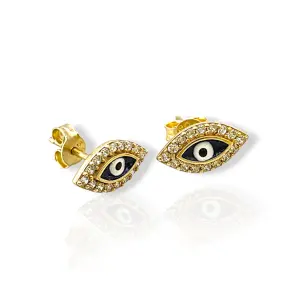Златни обеци на винт против уроки с циркони 14K RG13402