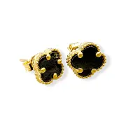 Златни обеци на винт Van Cleef – оникс 14K RG11815