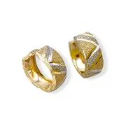 Златни обеци халки с релефна диамантирана шарка 14K RG12243