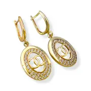 Висящи златни обеци с овални циркониеви елементи 14K RG12245