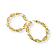 Златни обеци халки с усукан гравиран дизайн 14K RG12247