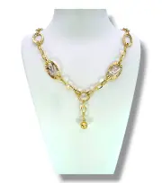 Златно дамско колие с овални декоративни елементи 14K RG12132