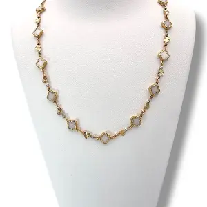 Фино дамско колие с четирилистни фигури 14К RG10506