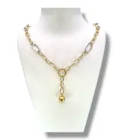 Златно дамско колие тип лариат със сфера 14K RG12221