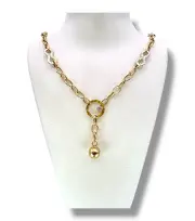 Златно дамско колие с мотиви безкрайност и висулка 14K RG12222