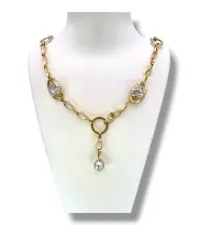 Златно дамско колие с комбинирани златни звена 14K RG12224