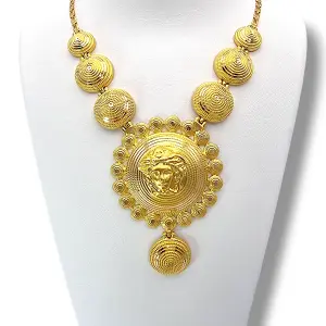 Златно колие тип Версаче с релефни кръгове 14K RG10515