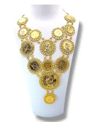 Дамско колие с монети и релеф 14K RG10525