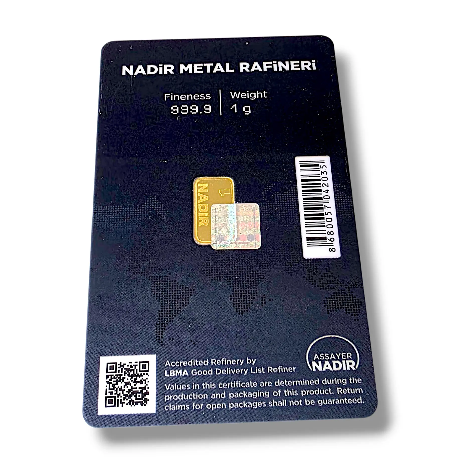 Златно кюлче Nadir 1 грам чистота 999.9 24К RG11693
