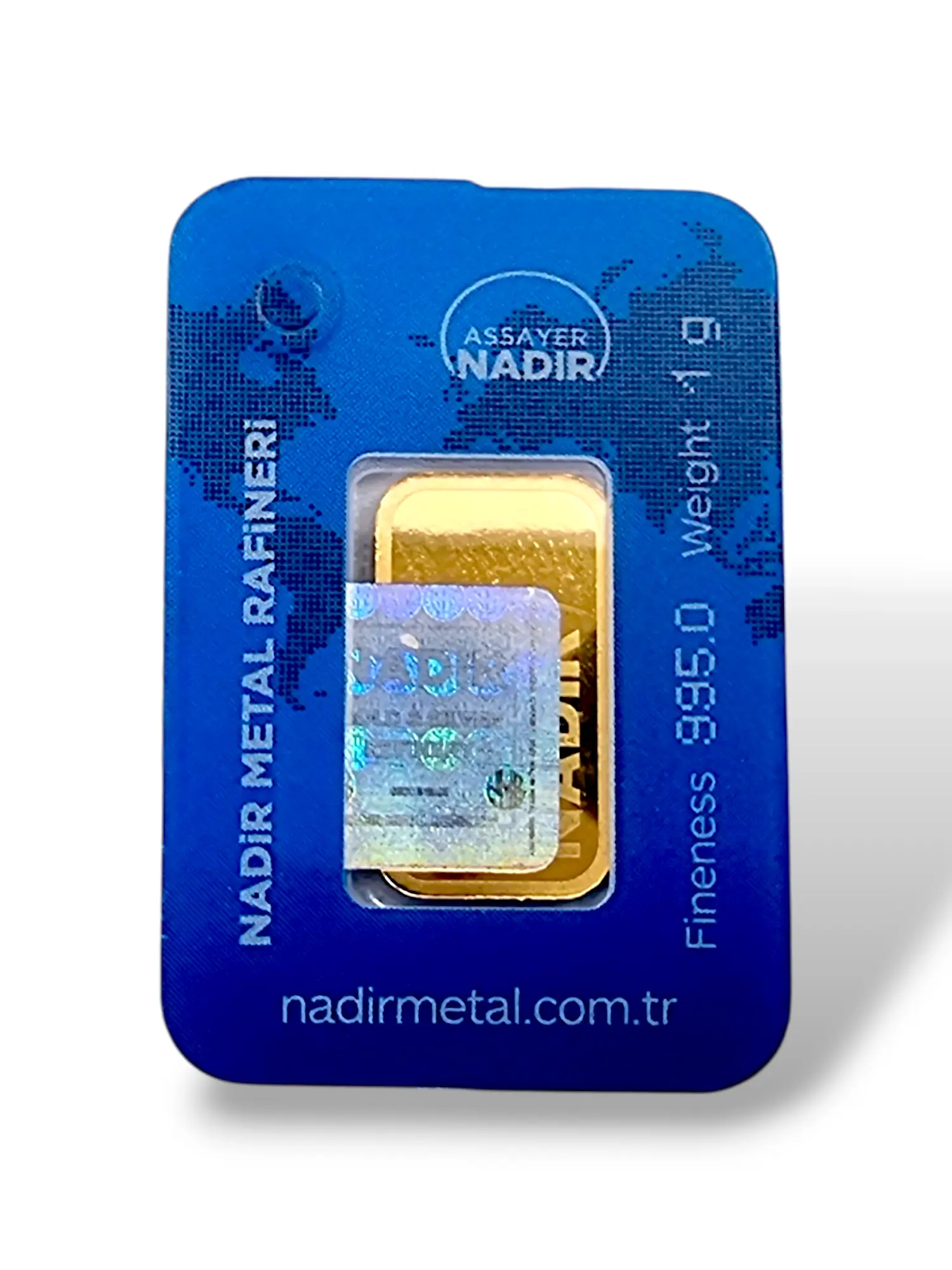Златно кюлче Nadir проба 995 в синьо 1гр RG10987