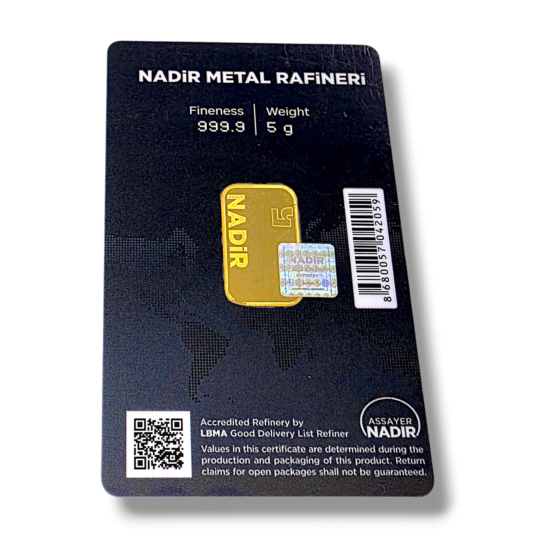Инвестиционно златно кюлче Nadir 5 грама 24К 999.9% RG11698