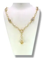 Златно колие с овални звена и сфера 14K RG12370