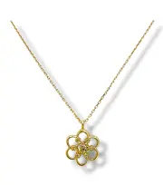 Златно колие с ажурна детелинка и цирконии 14K RG12531