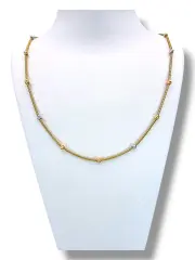 Златен синджир дамски с трицветни сфери 14K RG10795
