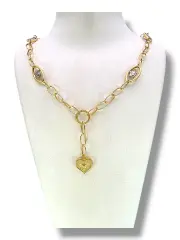 Златно колие с овални звена и сърце 14K RG12371