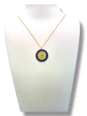 Златно колие със синьо око и блясък 14K RG11307