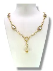 Златно колие с детелини от бяло злато 14K RG12372