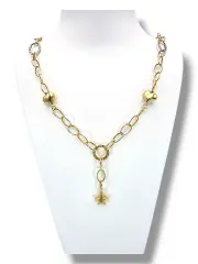 Златно колие със сърца и звезда 14K RG11107
