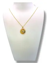 Златно колие слънце с бели циркони 14K RG11310