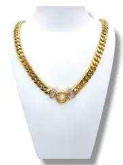 Колие златно панцер с бели циркони 14K RG11125