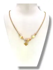 Дамско златно колие със змийска плетка и пеперуда с циркони 14K RG13055