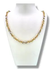 Златно колие с преплетени двуцветни звена безкрайност 14K RG12376