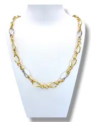 Златно колие с усукани звена в две тоналности 14K RG10801