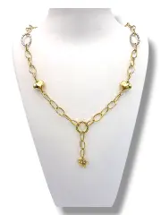 Златно колие със сърца и висулка обемна звезда 14K RG11109