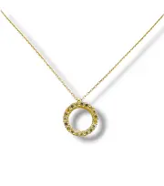 Златно колие с кръгла висулка и цирконии 14K RG12539