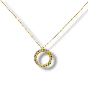 Златно колие с кръгла висулка и цирконии 14K RG12539